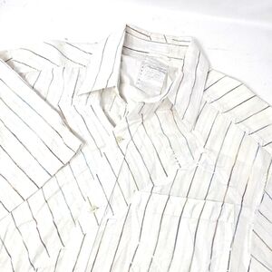 Vintage Ruff Ryders Shirt Men's Button Up Short-Sleeve‎ White Size 2XL Striped.